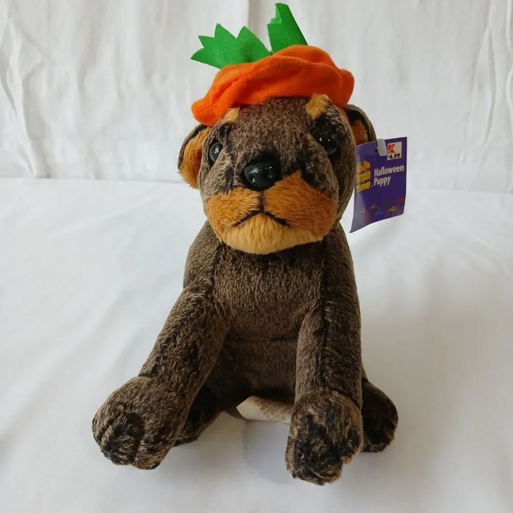 Dan Dee Pumpkin Time Halloween Puppy W/ Pumpkin Hat Plush 7